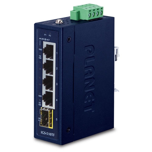 Switch Công nghiệp Planet IGS-501TF IP30 Slim type 5-Port Industrial Gigabit Ethernet Switch