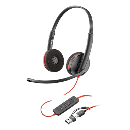 Poly Blackwire 3220 Stereo USB-C Headset +USB-C/A Adapter (93S87AA_46490160)