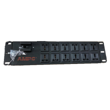 Ổ điện 12 cổng có cầu giao ngang 2U cho tủ mạng AMPC-PS12-B-2U